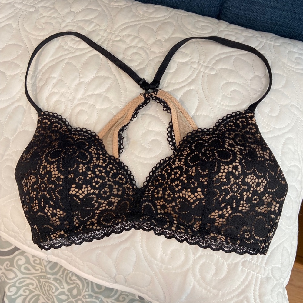 Aerie Black Wireless Lace Bra